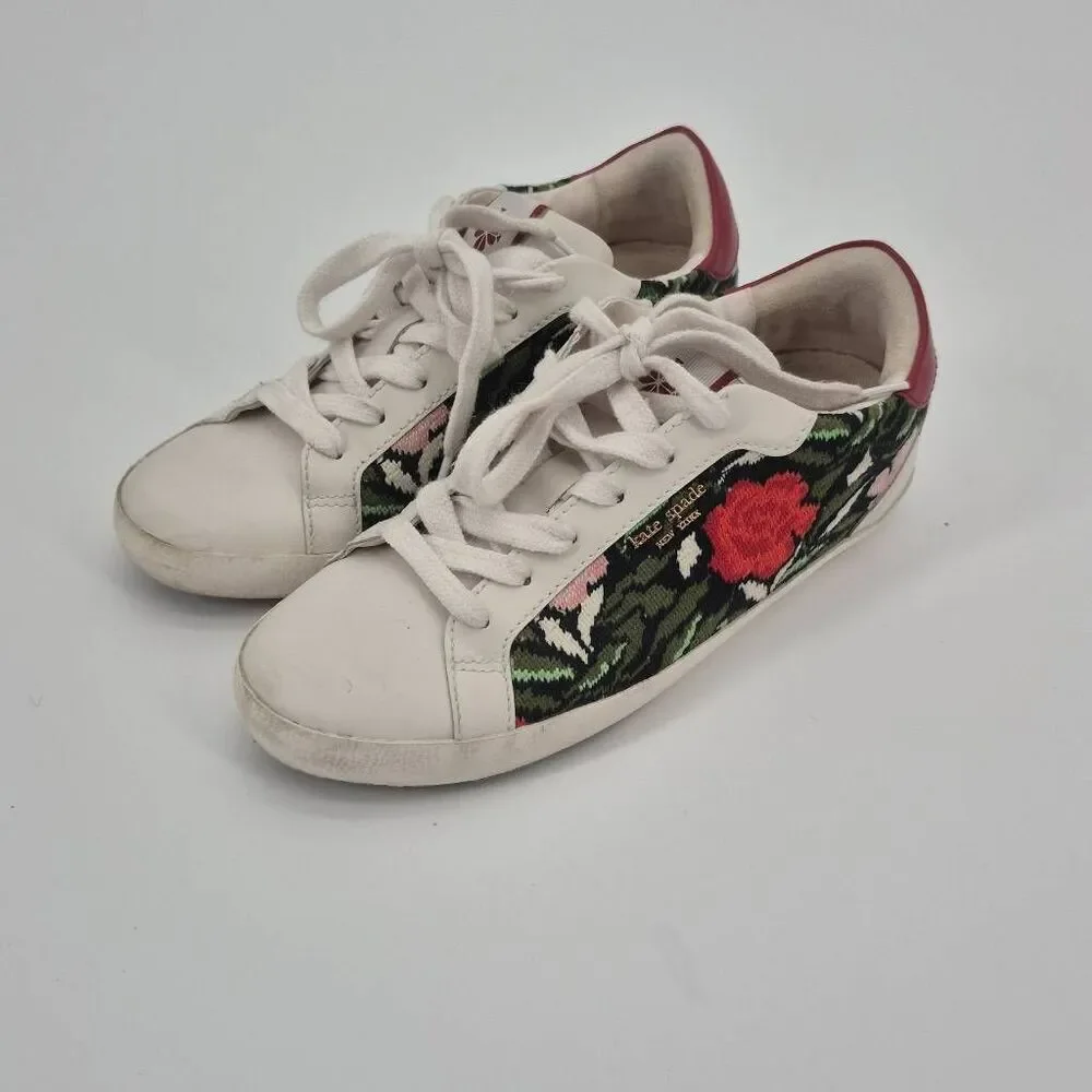 Kate Spade Sneakers ACE Rose Women's Size 8 Floral Embroidered